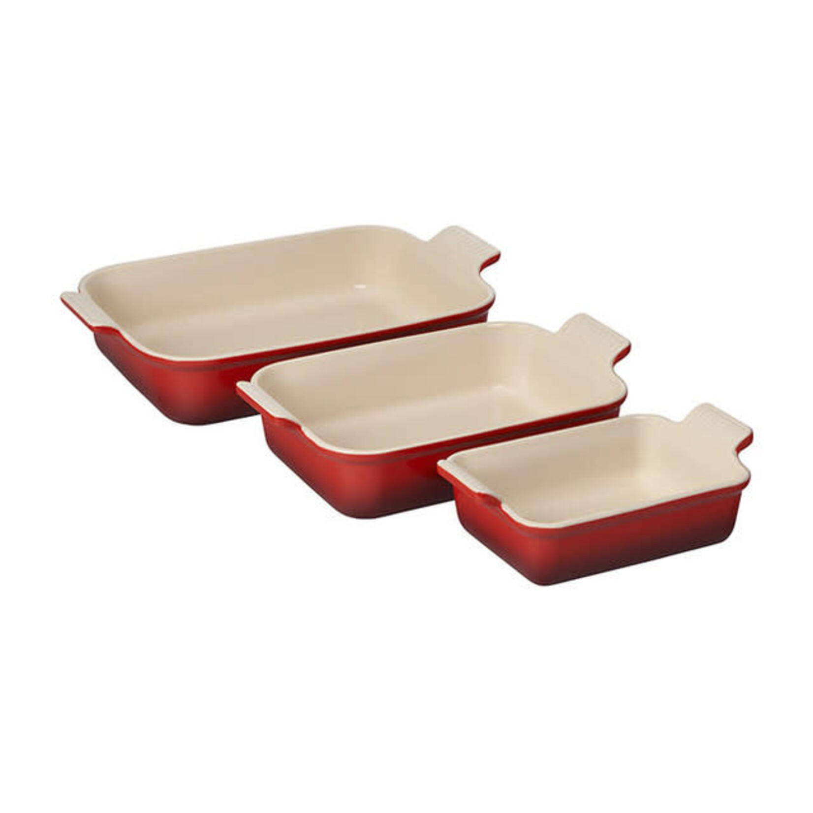 Le Creuset PROMO Heritage Set of 3 Rectangular Dishes - Cerise 1.1 qt., 2.5 qt. & 4 qt.