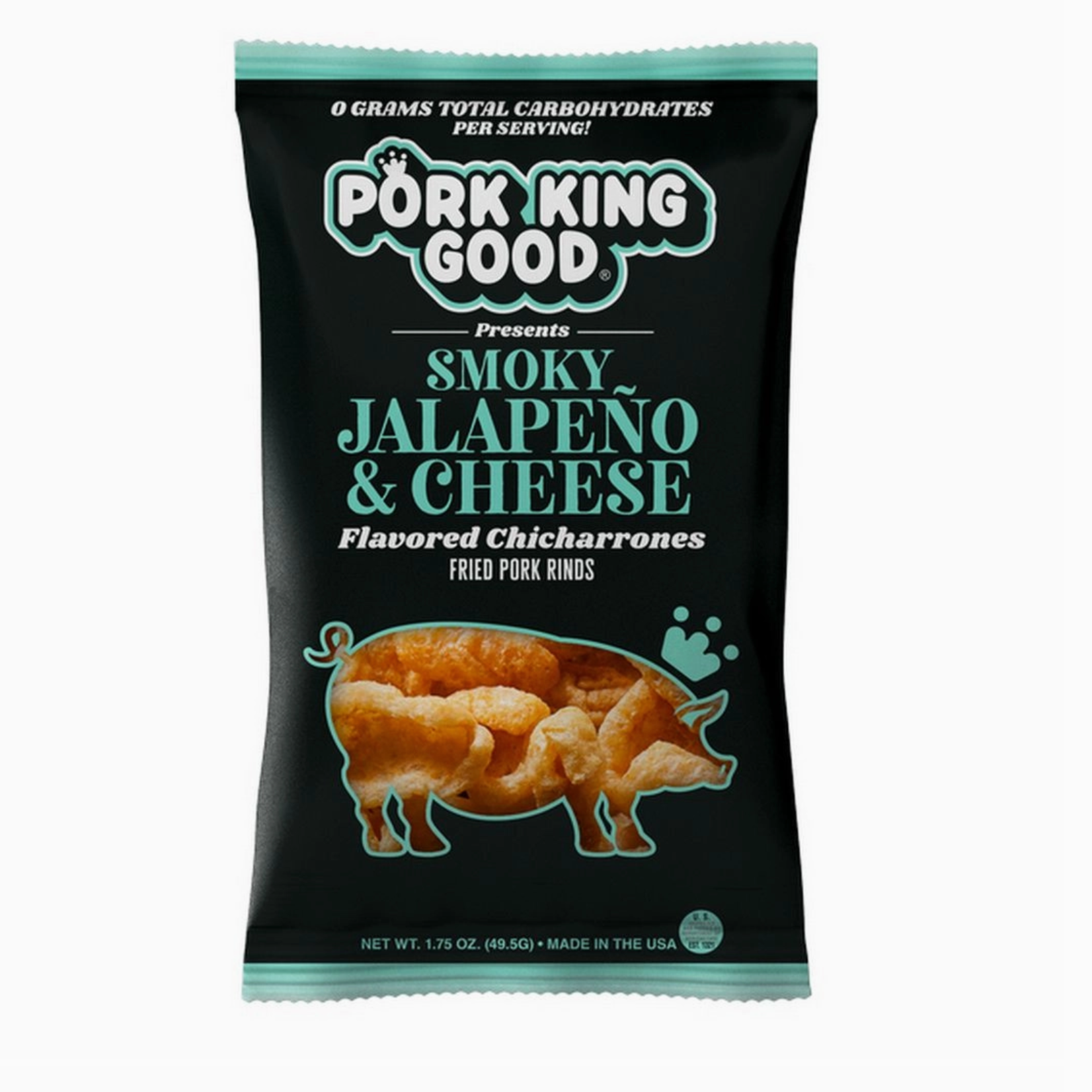 Pork King Good Smoky Jalapeno &Cheese Pork Rinds 1.75oz Bag | Pork King Good