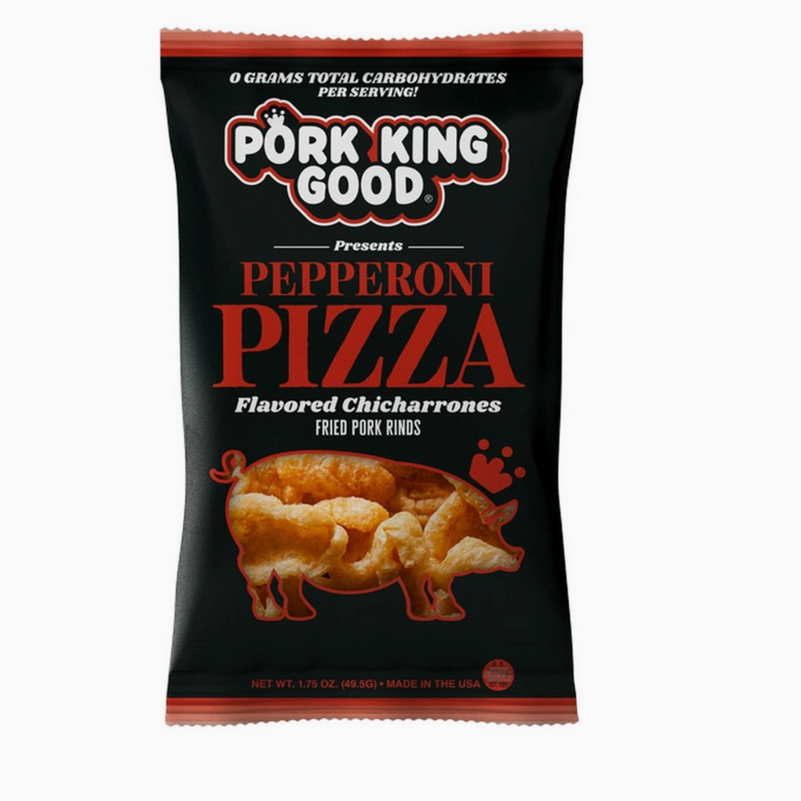 Pork King Good Pepperoni Pizza Pork Rinds 1.75oz Bag | Pork King Good