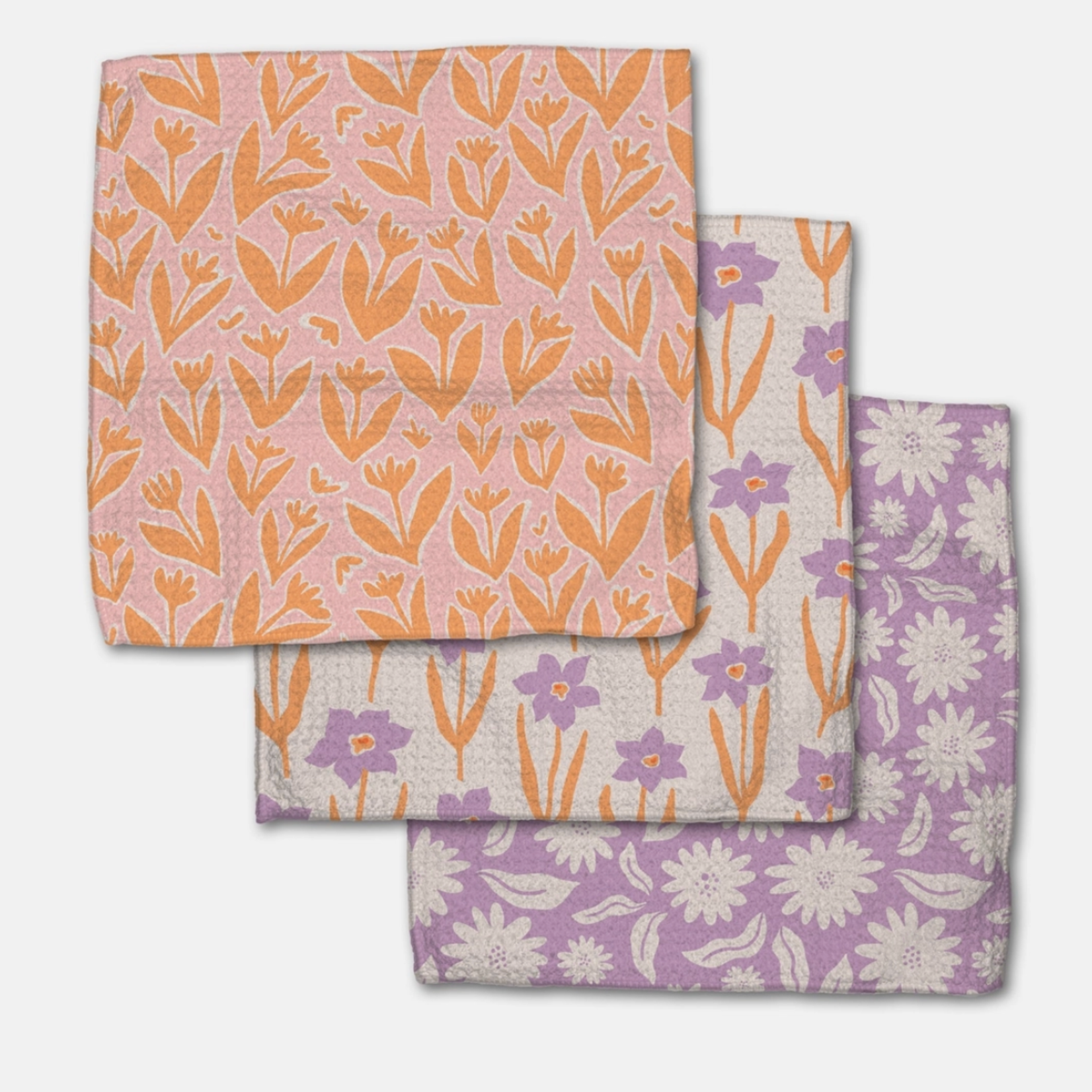 Geometry Geometry Spring Flowers Dishcloth Set