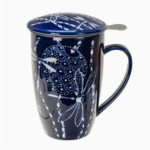 Urban Tokyo Dragonfly Design 15oz Tea Mugs with Lid and Infuser for Loose Leaf Tea