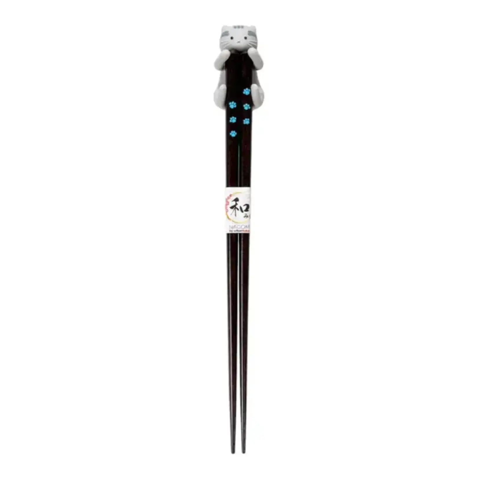 Urban Tokyo Gray Cat Chopsticks and Chopsticks Rests Gift Set