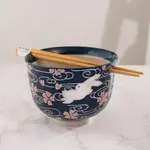 Urban Tokyo Cherry Blossom Design 18oz 5.25"D Bowl With Chopsticks Set
