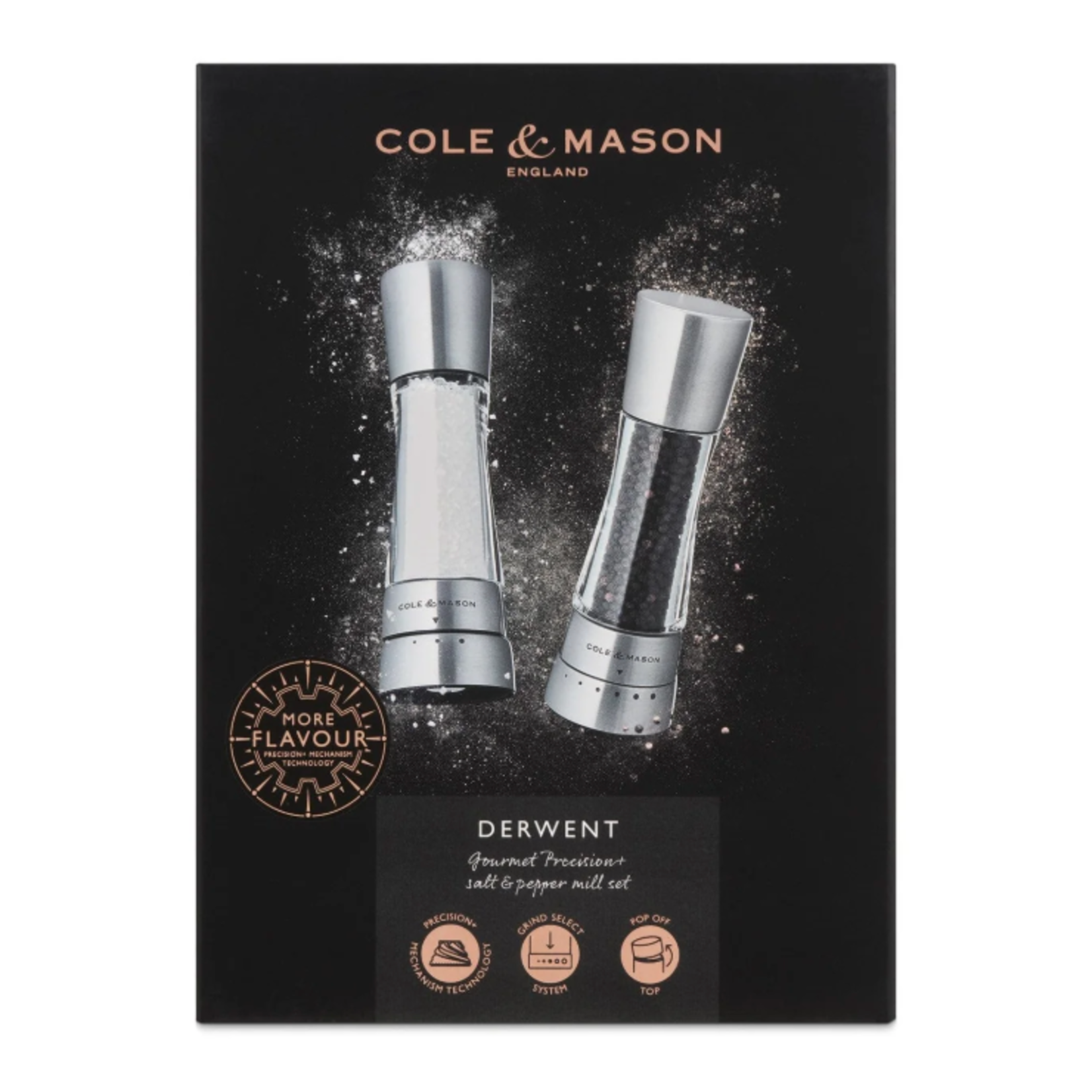 DKB Zyliss/Cole&Mason/Swissmar/AdHoc Derwent Salt & Pepper Mill Set - Stainless Steel | Cole & Mason