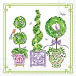 Boston International Cocktail Napkin, PURPLE AND GREEN TOPIARIES