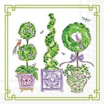Boston International Luncheon Napkin, PURPLE AND GREEN TOPIARIES
