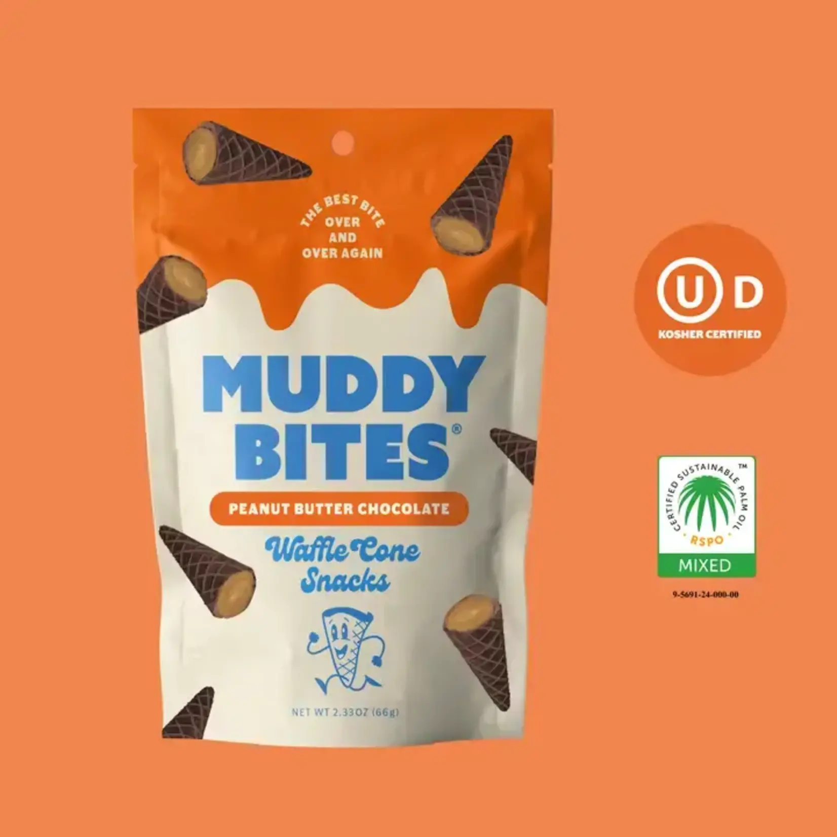 Muddy Bites Peanut Butter Chocolate Waffle Cone Snacks