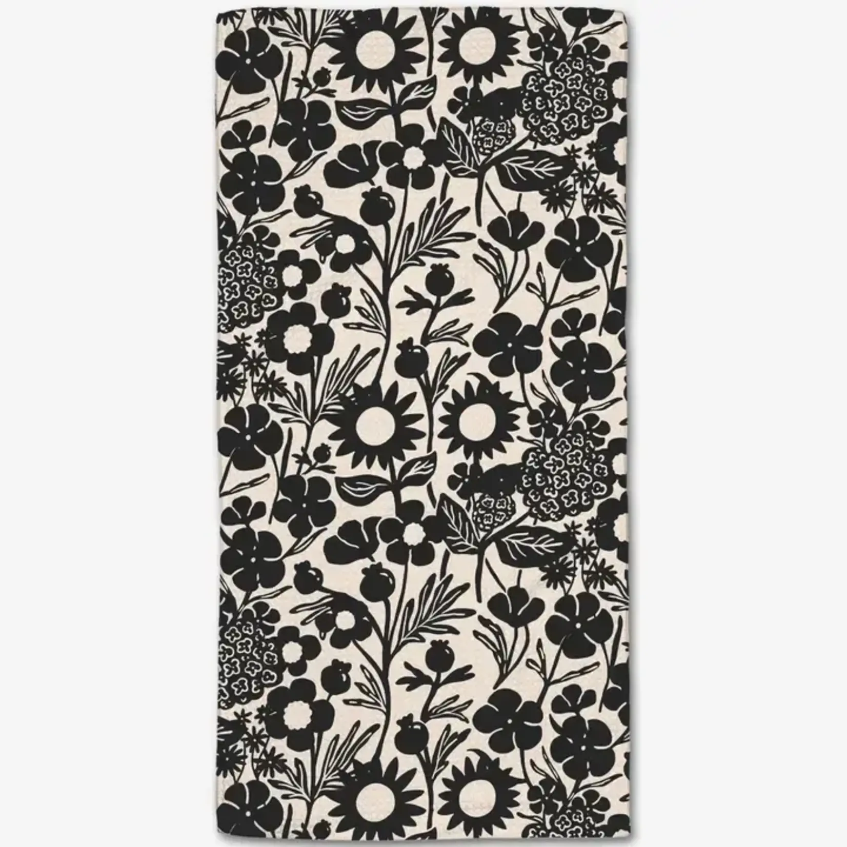 Black Flower  Garden Bar Towel | Geometry