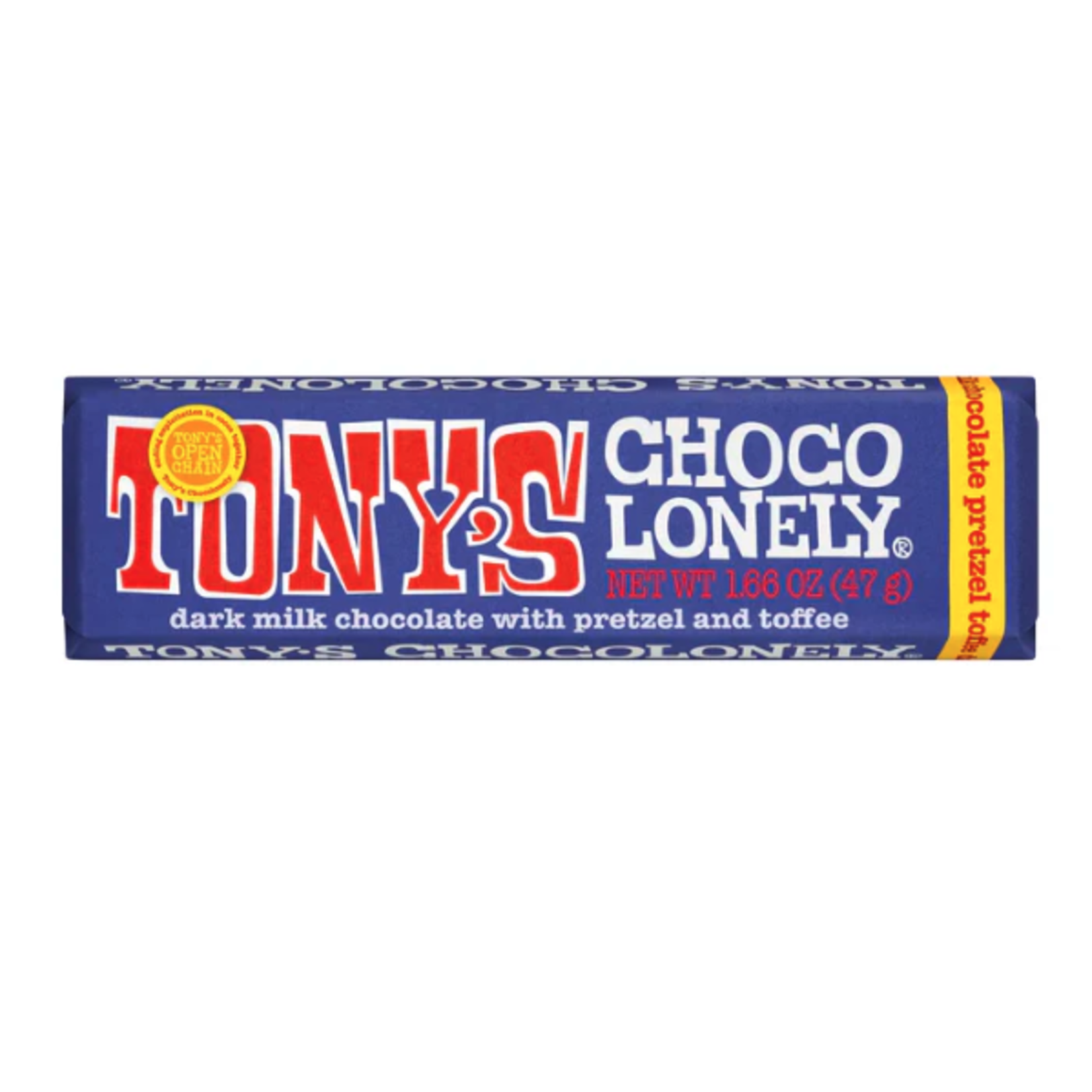 Tony's Chocolonely dark milk pretzel toffee 42%, small bar