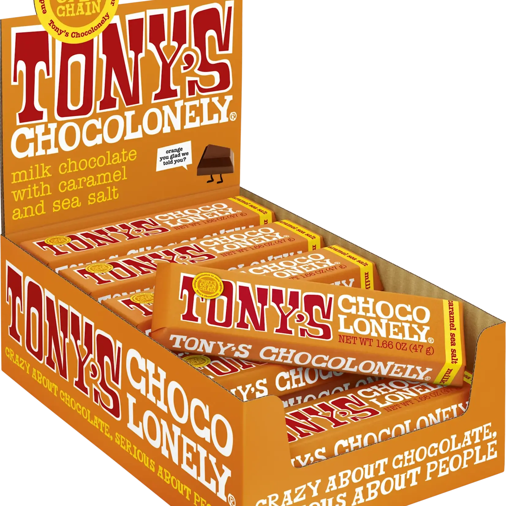 Tony's Chocolonely milk caramel sea salt 32%, small bar
