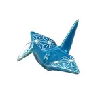Urban Tokyo Origami Crane Porcelain Chopsticks Rest 2"L Asanoha Blue