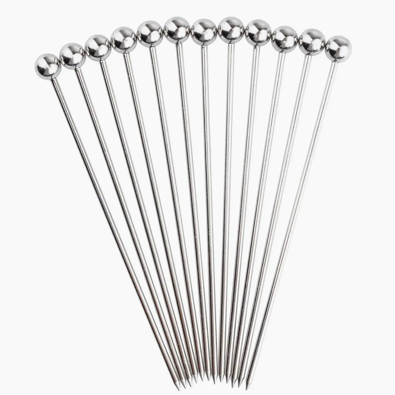 Tablecraft 4.25" Cocktail Picks, Set of 12, Stainless Steel