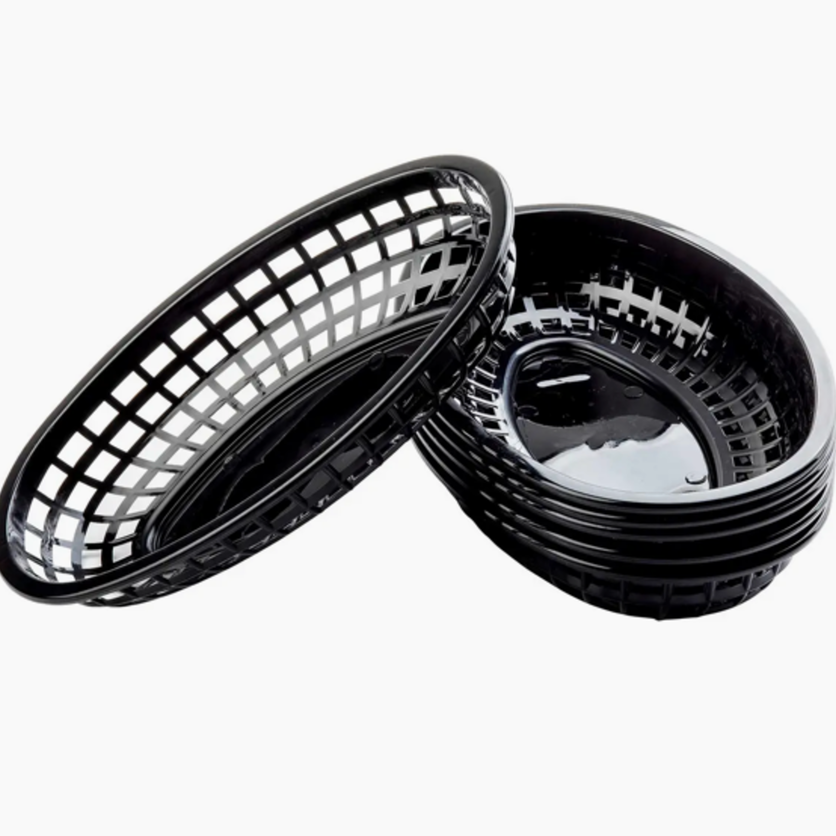 Tablecraft Oval Baskets, Black, Pack of 6 | Tablecraft