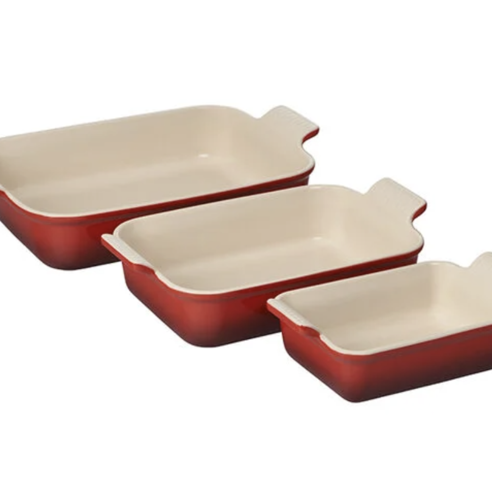 Le Creuset PROMO Heritage Set of 3 Rectangular Dishes - Cerise 1.1 qt., 2.5 qt. & 4 qt.