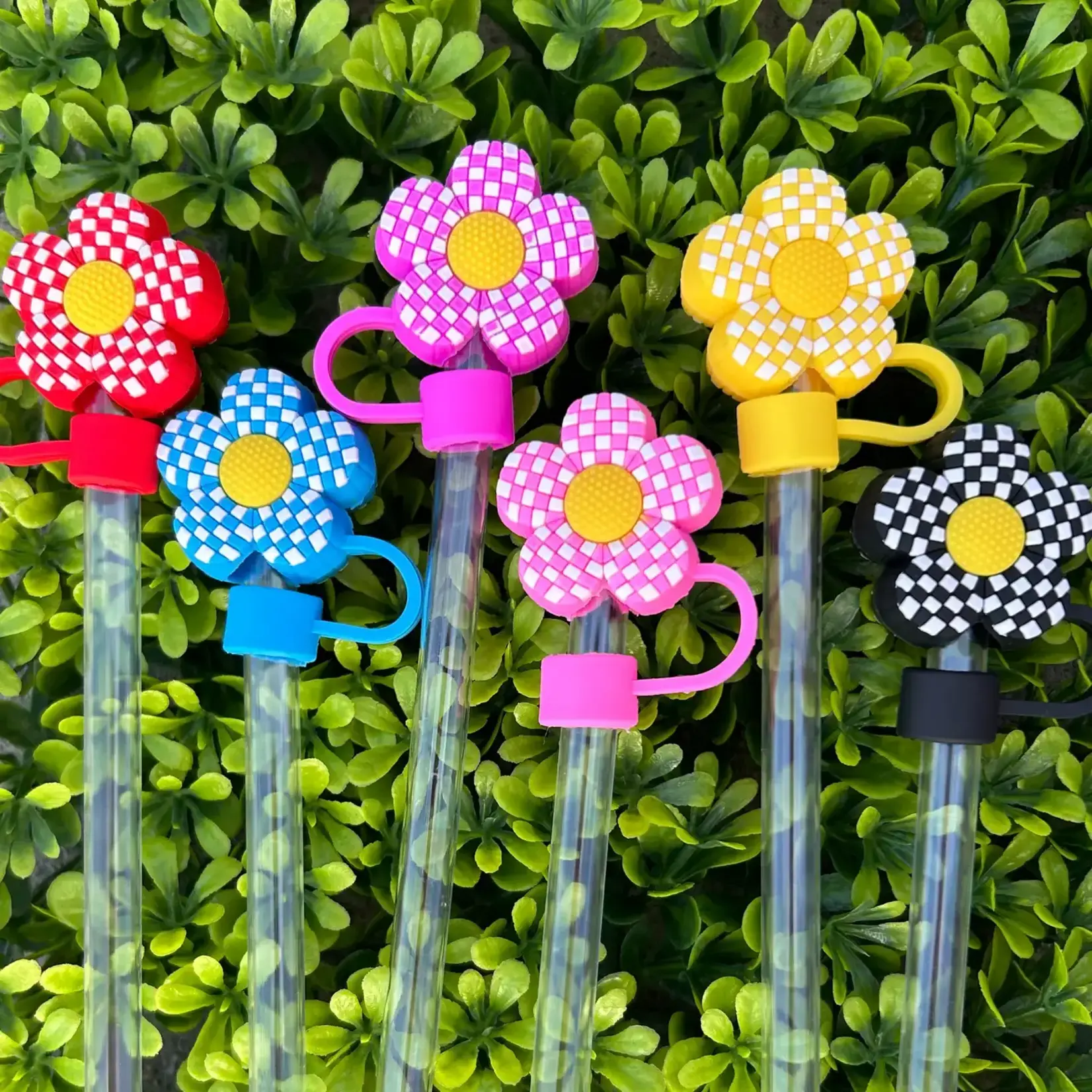 Flower Power Straw Toppers Set of 6 | Jillian Ink