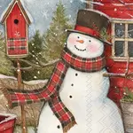 Boston International Guest Napkin, Snowman Barn | Boston International