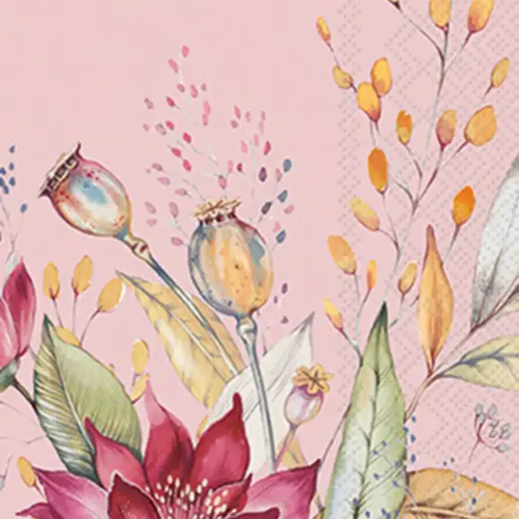 Boston International Guest Napkin, Autumn Meadow Pink | Boston International