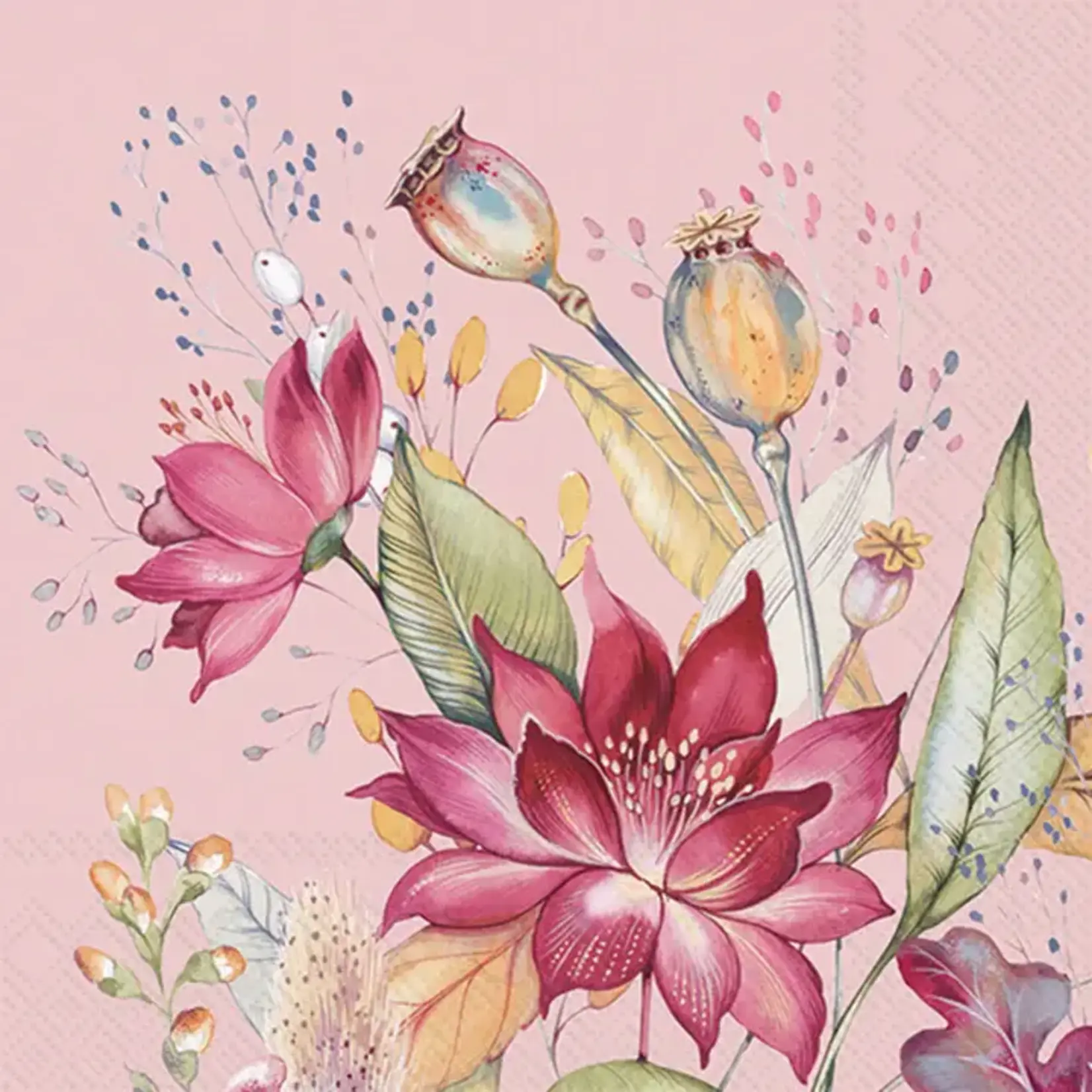 Boston International Cocktail Napkin, Autumn Meadow Pink | Boston International