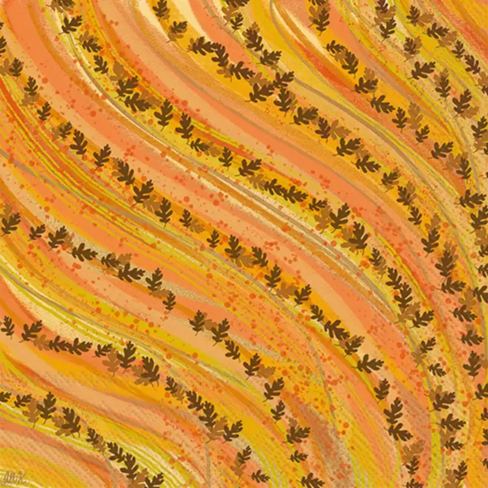 Boston International Luncheon Napkin, Falling Leaves Wave Orange | Boston International