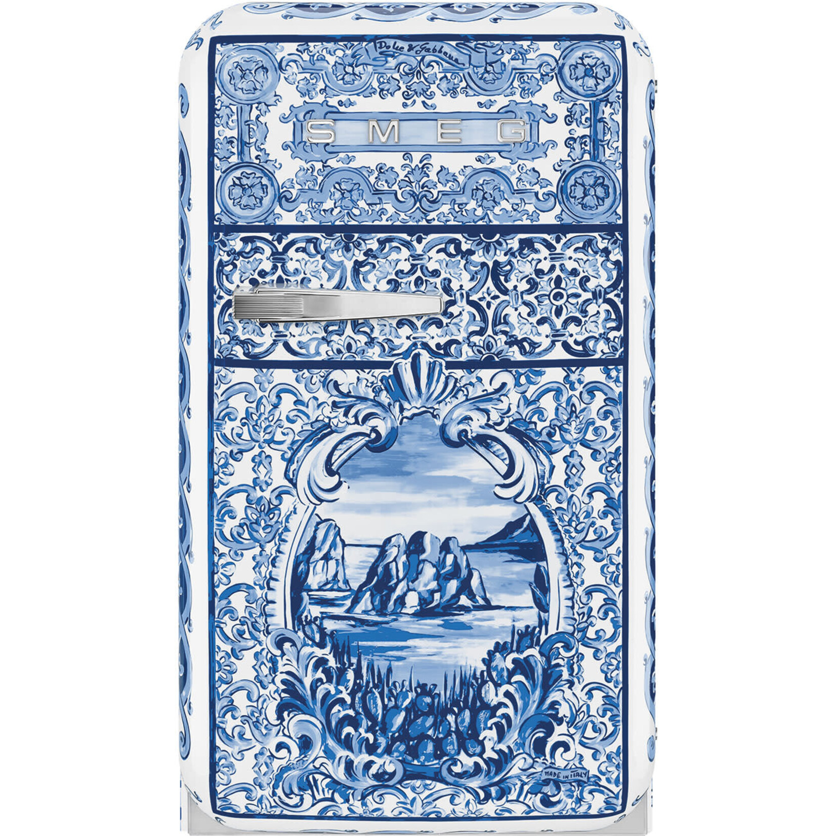 Smeg SMEG Retro Mini Cooler | Dolce & Gabbana - Blu Mediterraneo | Right Hinge | FAB5 | Drop Ship Only