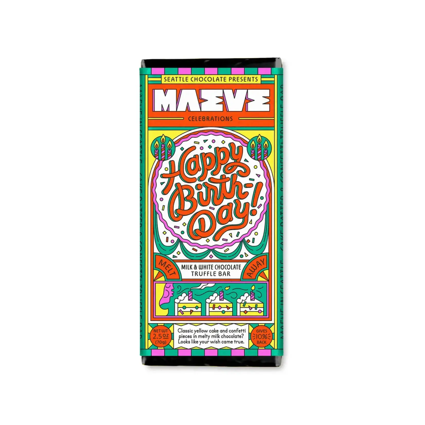 Seattle Chocolate Presents Maeve Happy Birthday Truffle Bar | Seattle Chocolate Presents Maeve