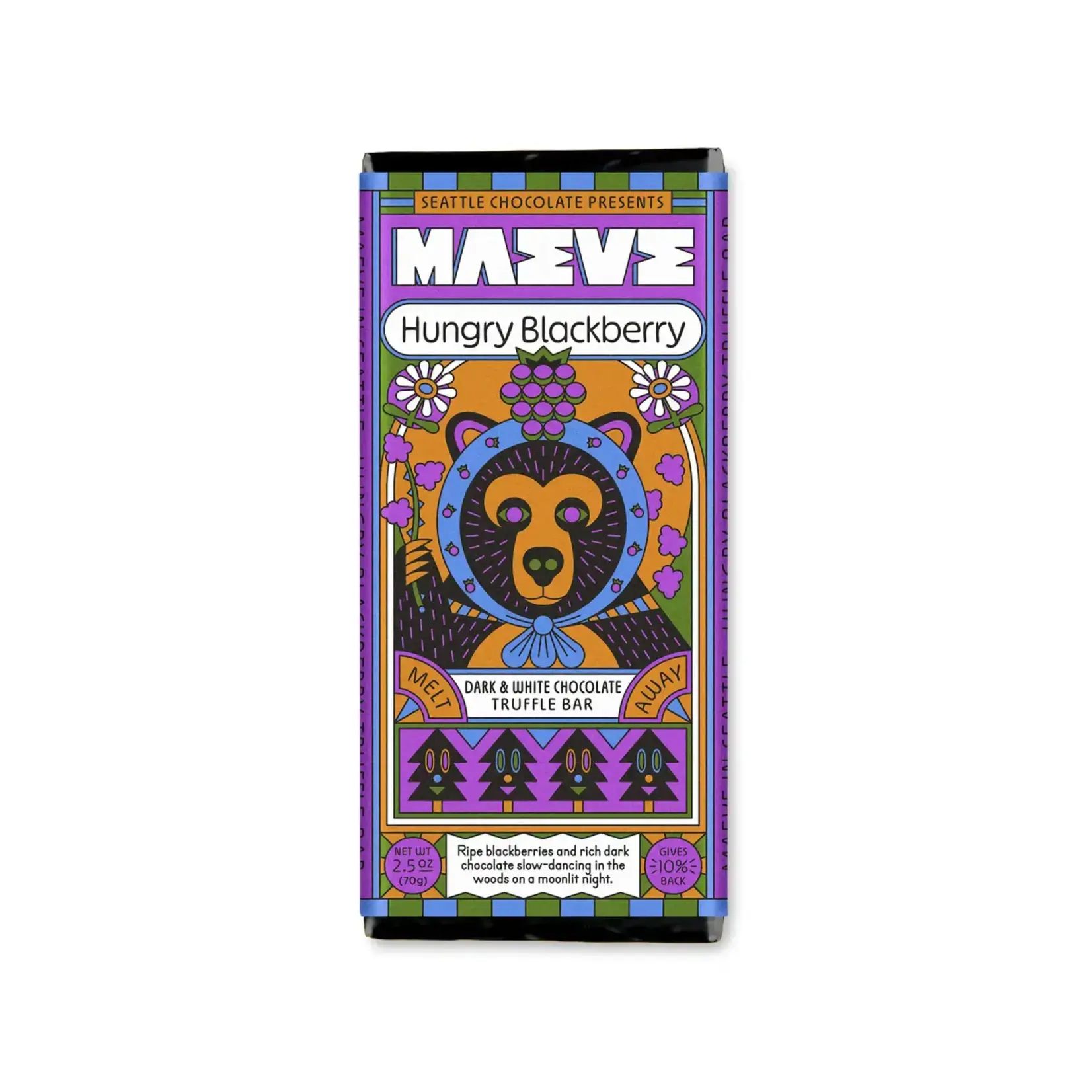 Seattle Chocolate Presents Maeve Hungry Blackberry Truffle Bar | Seattle Chocolate Presents Maeve