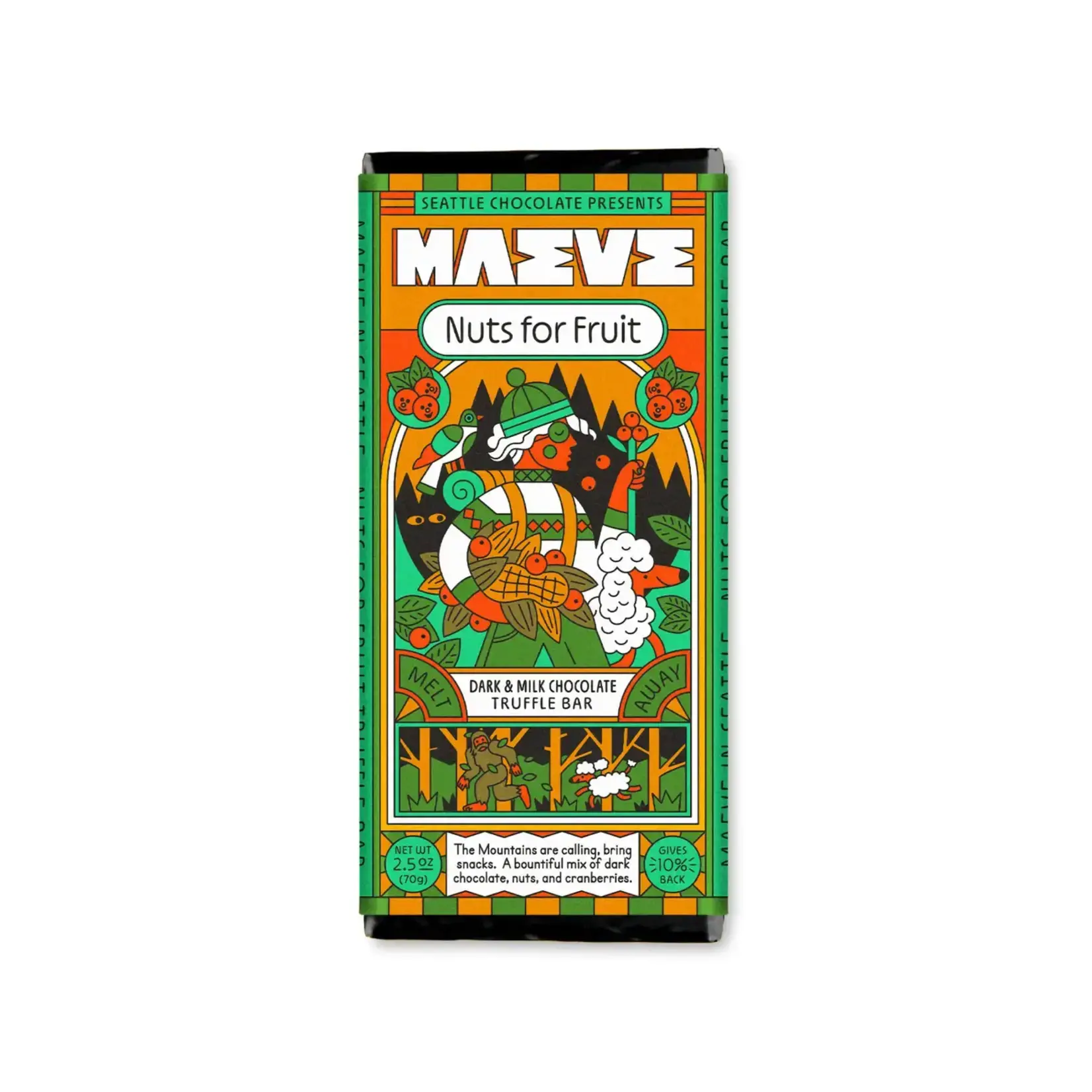 Seattle Chocolate Presents Maeve Nuts for Fruit (Double Chocolate Trail Mix) Truffle Bar | Seattle Chocolate Presents Maeve
