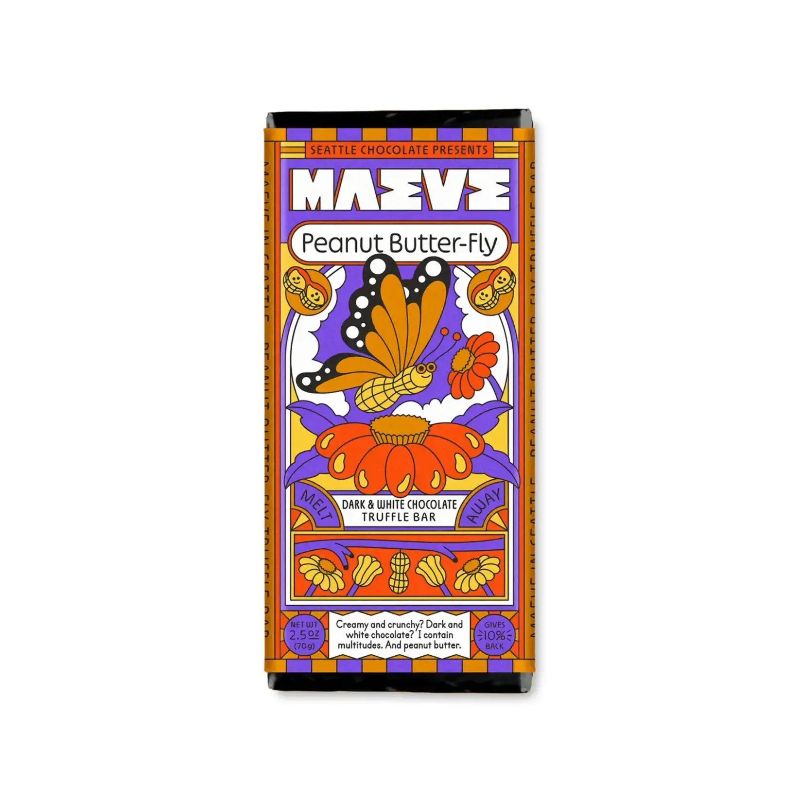 Seattle Chocolate Presents Maeve Peanut Butter-fly Truffle Bar | Seattle Chocolate Presents Maeve