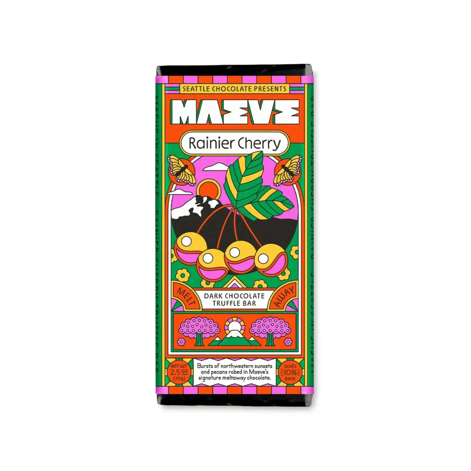 Seattle Chocolate Presents Maeve Rainier Cherry Truffle Bar | Seattle Chocolate Presents Maeve
