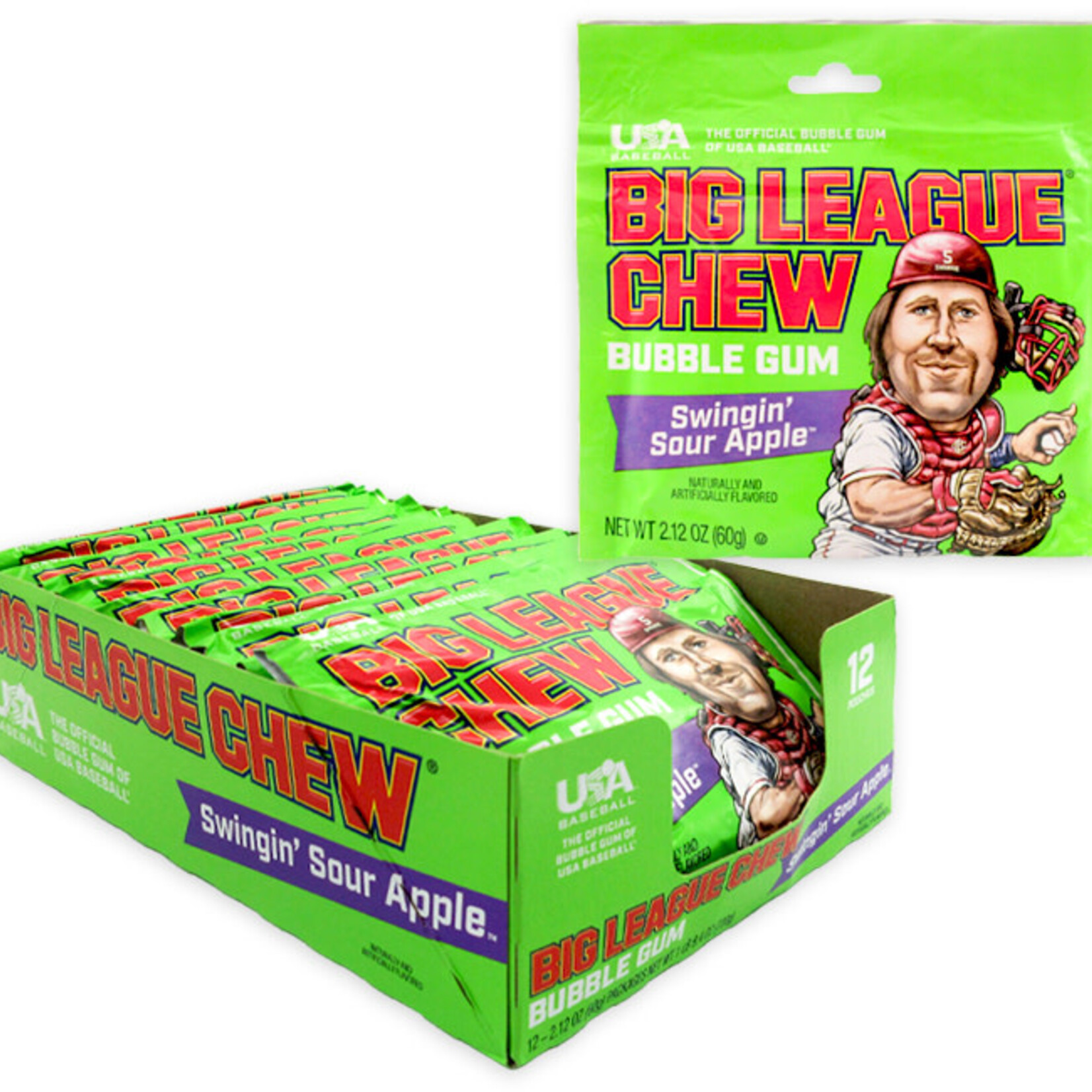 Redstone Candy BIG LEAGUE CHEW - SOUR APPLE PEG BAG