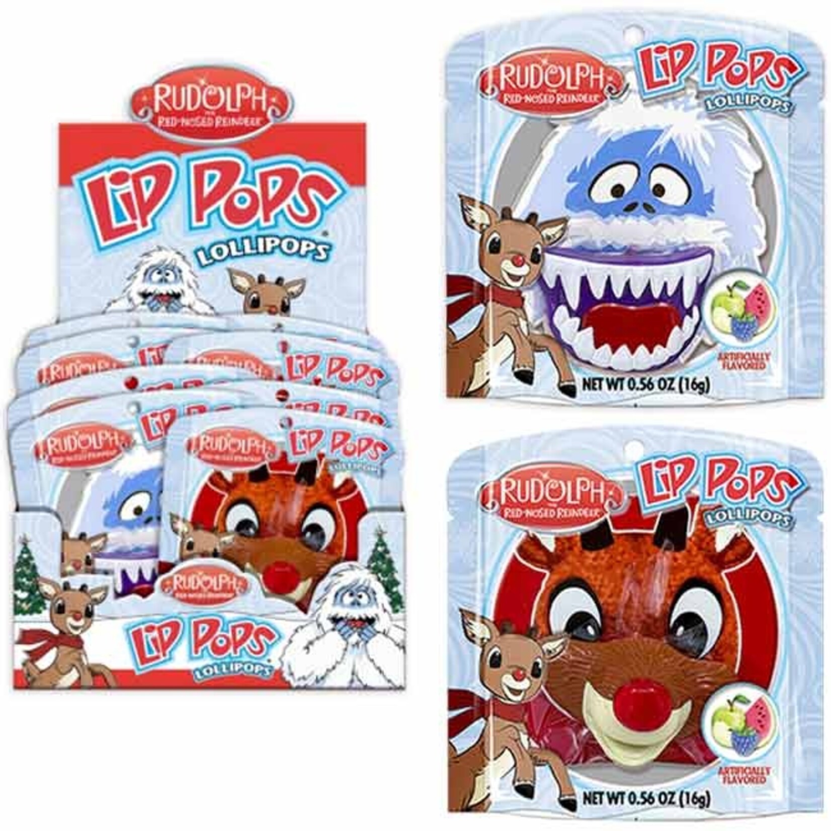 Redstone Candy LIP POPS IN DISPLAY - RUDOLPH & BUMBLE