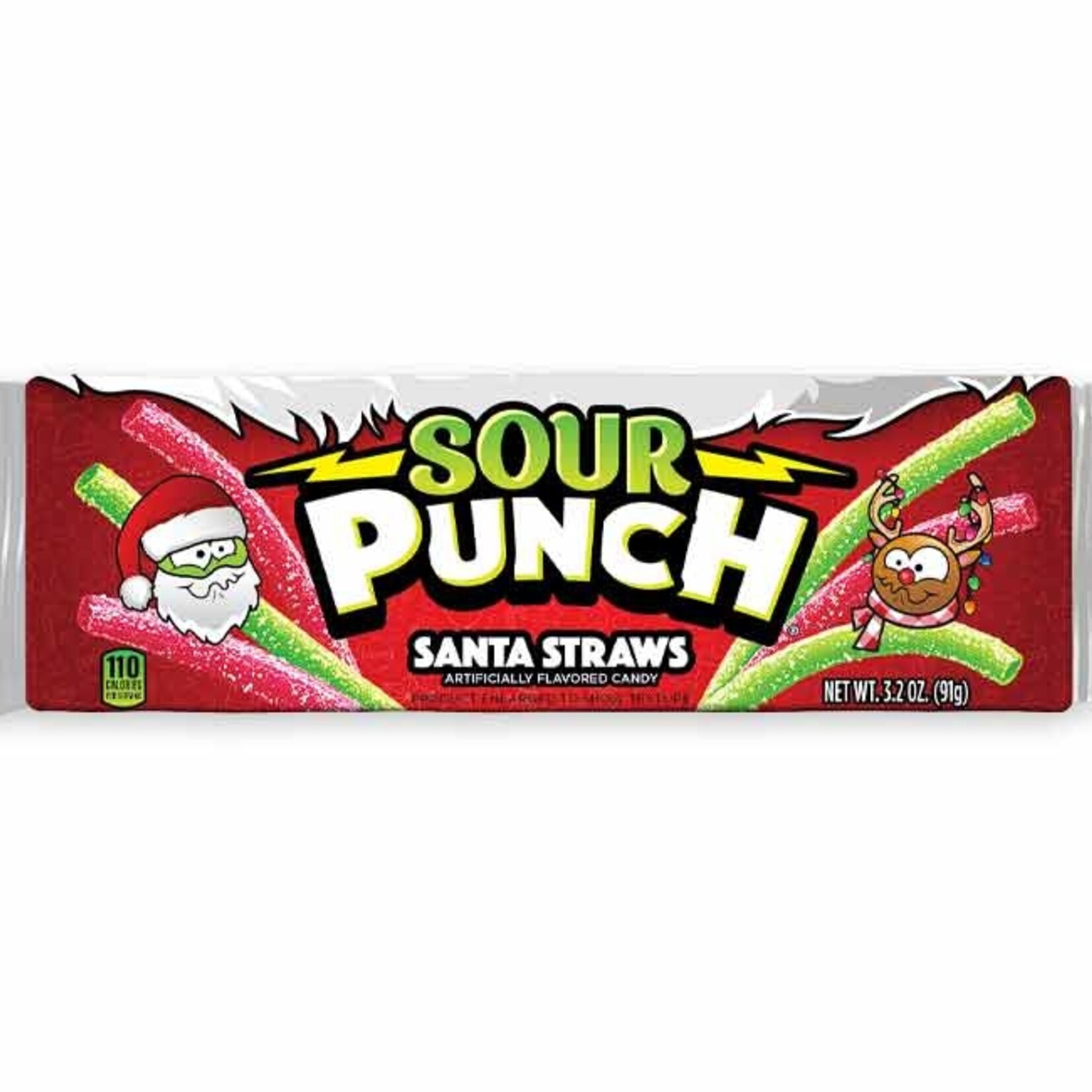 Redstone Candy SOUR PUNCH SANTA STRAWS IN DISPLAY