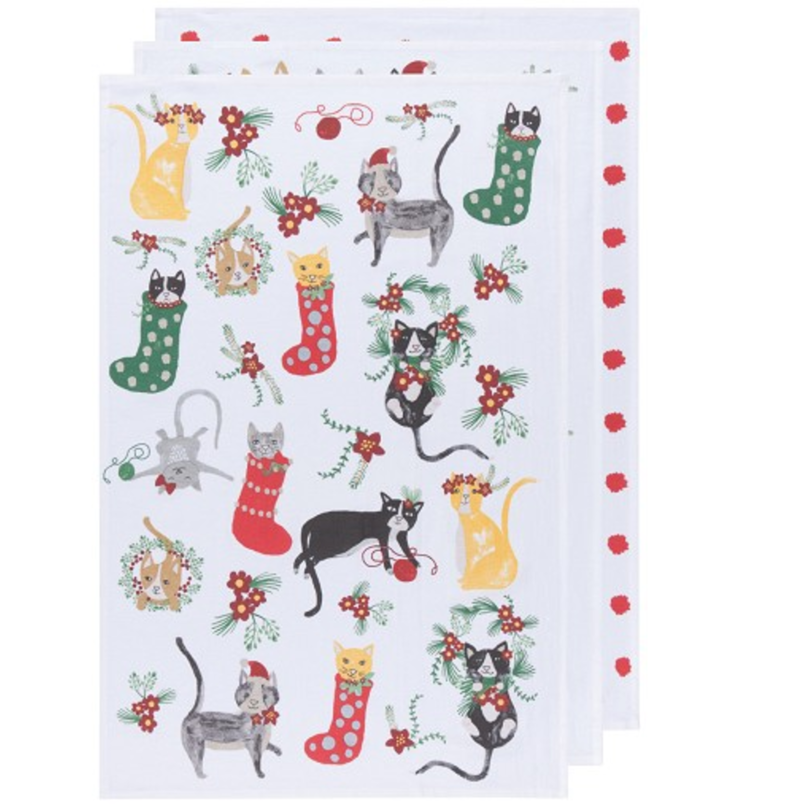 Danica Brands Bakers Floursack Towel S/3 - Meowy Xmas | Danica Brands