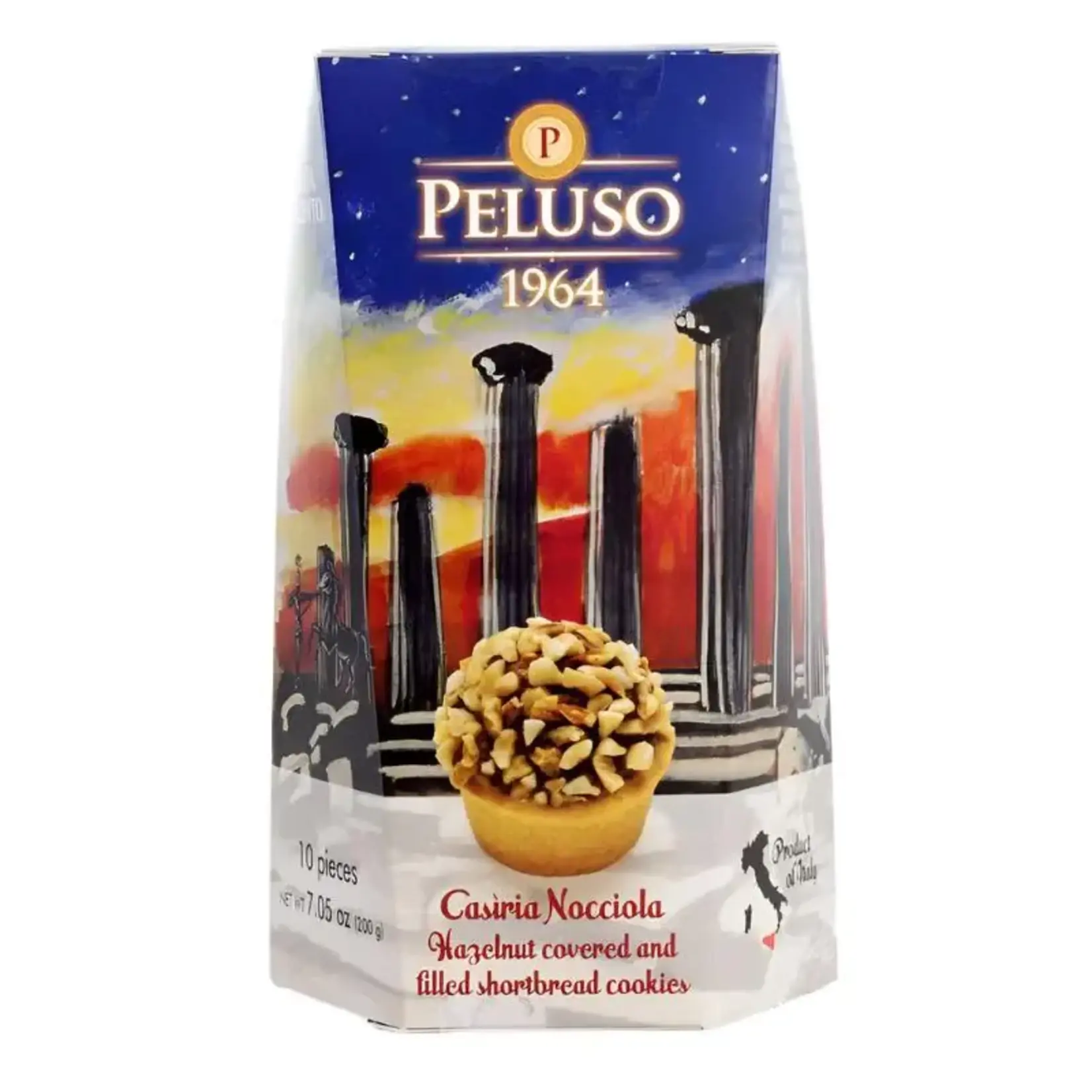 Great Ciao "PELUSO" Hazelnut Canestrini cookies, with Hazelnut spread filling and chopped Hazelnut topping, 7.05 oz