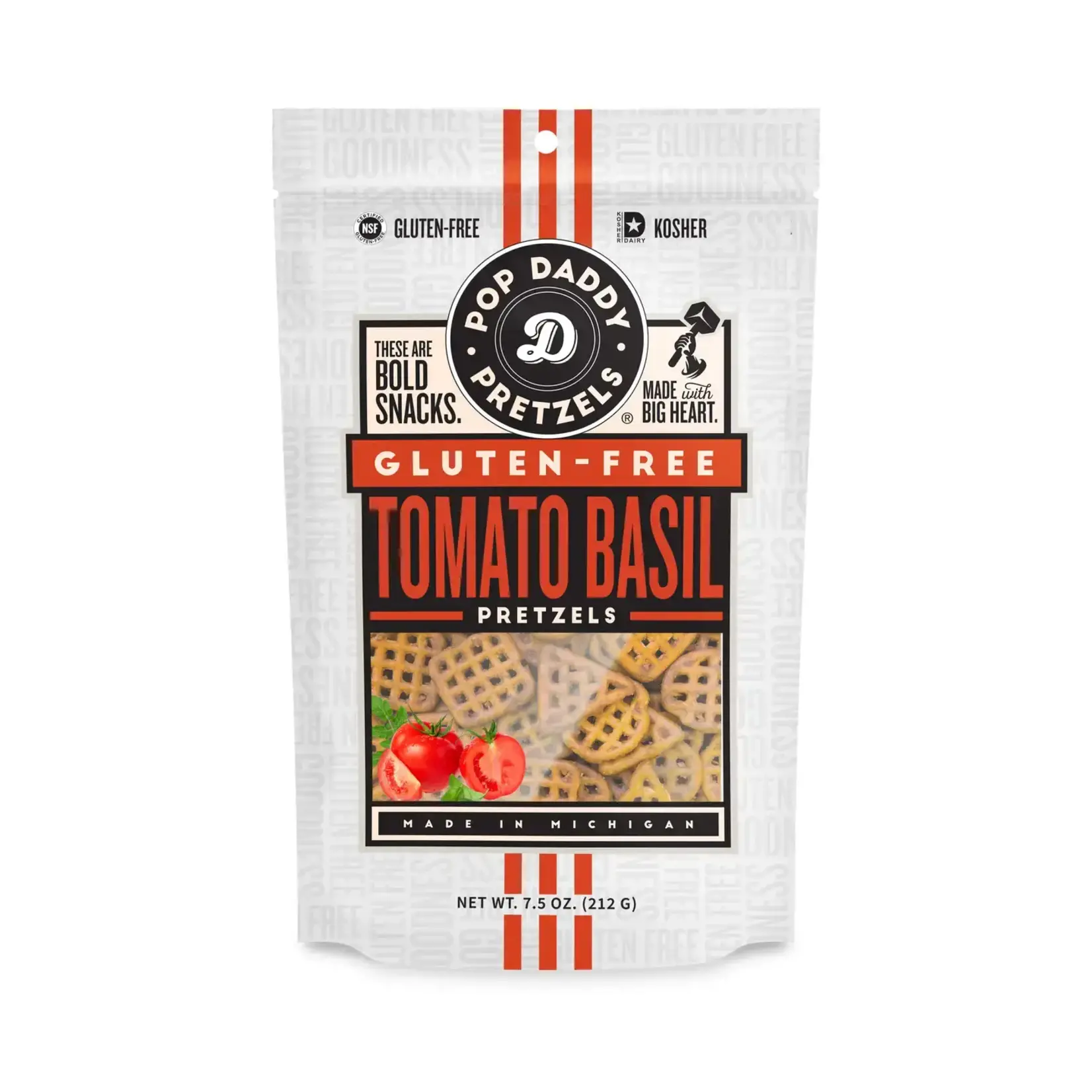 Pop Daddy Snacks NEW Gluten-Free Tomato Basil Seasoned Pretzels 7.5 oz