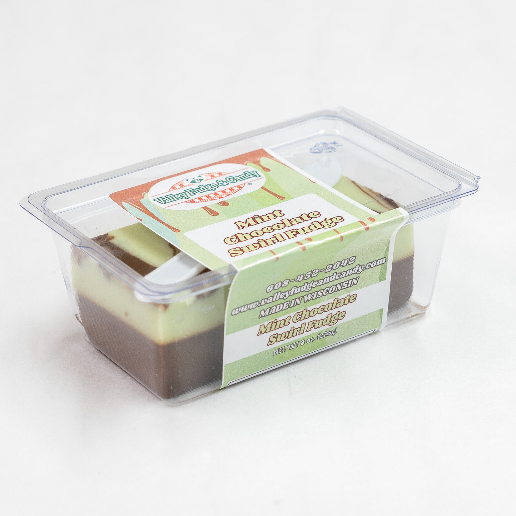 Valley Fudge Mint Chocolate Swirl Fudge 8oz Packaged