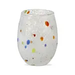 Tag Confetti Stemless Wine Glass Wht Multi | Tag