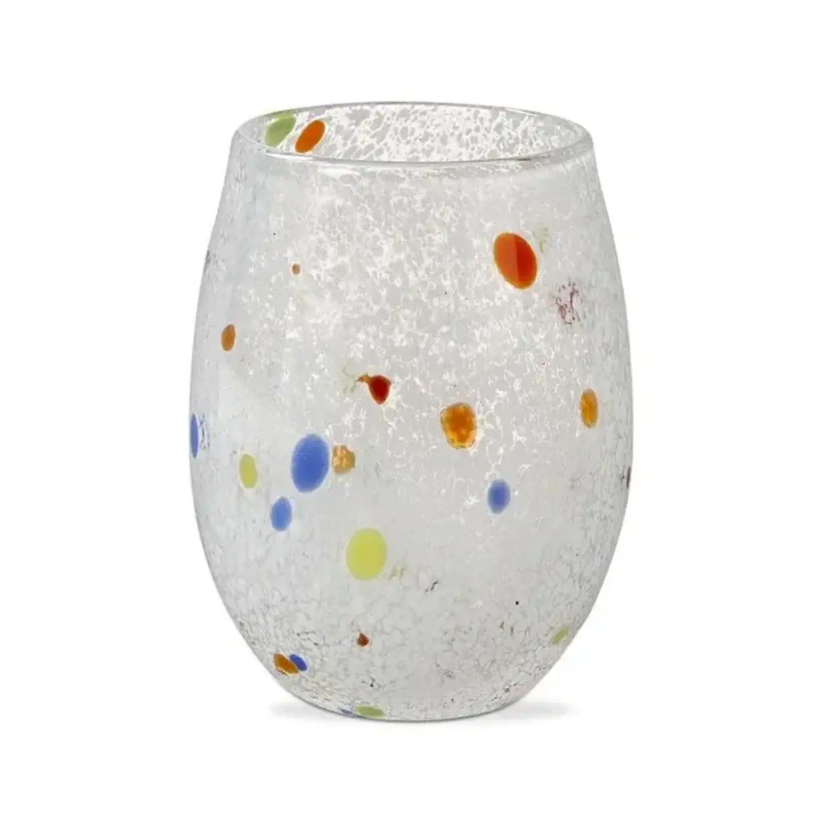 Tag Confetti Stemless Wine Glass Wht Multi | Tag