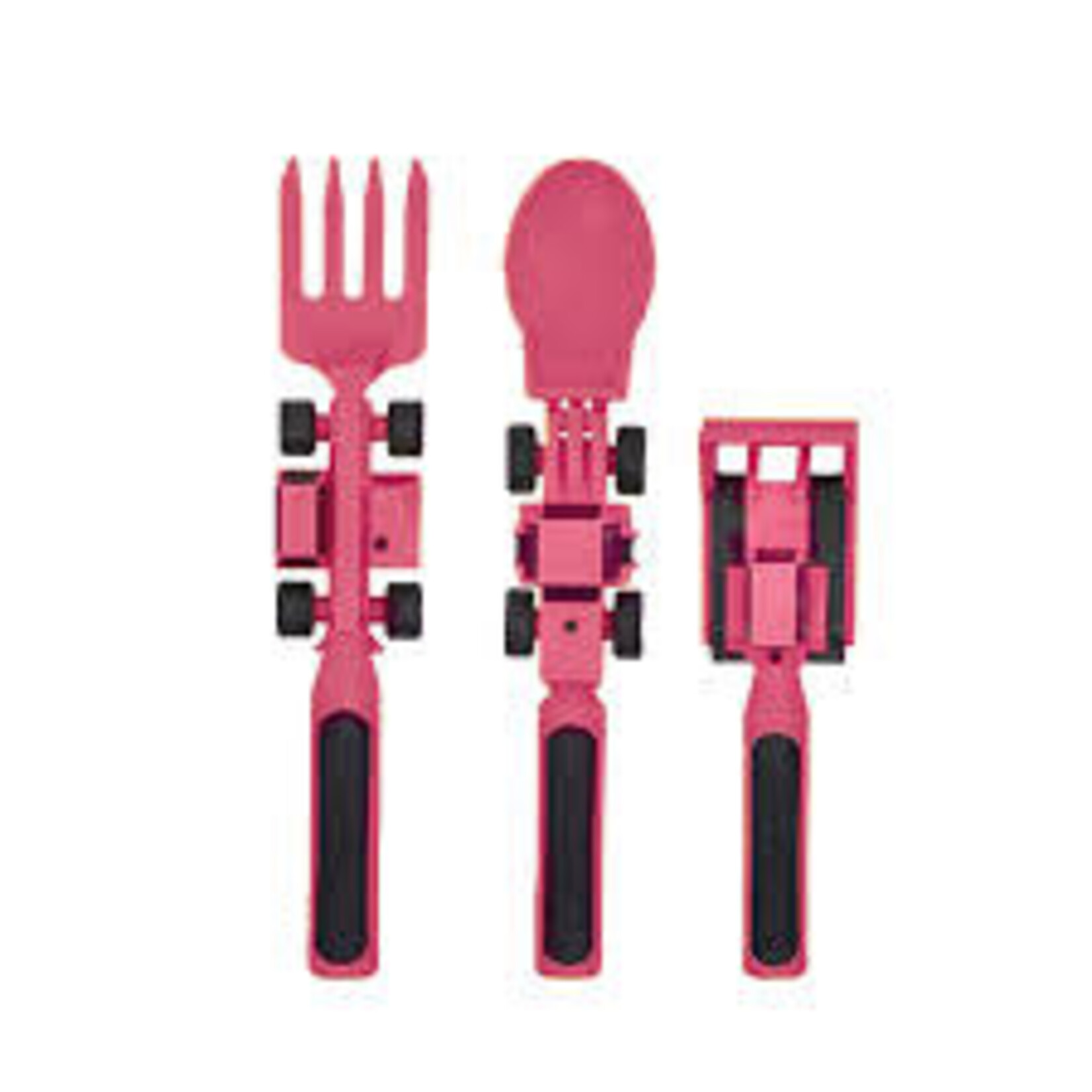 CONSTRUCTION - Set of 3 Utensils (Pink) | Constructive Eating
