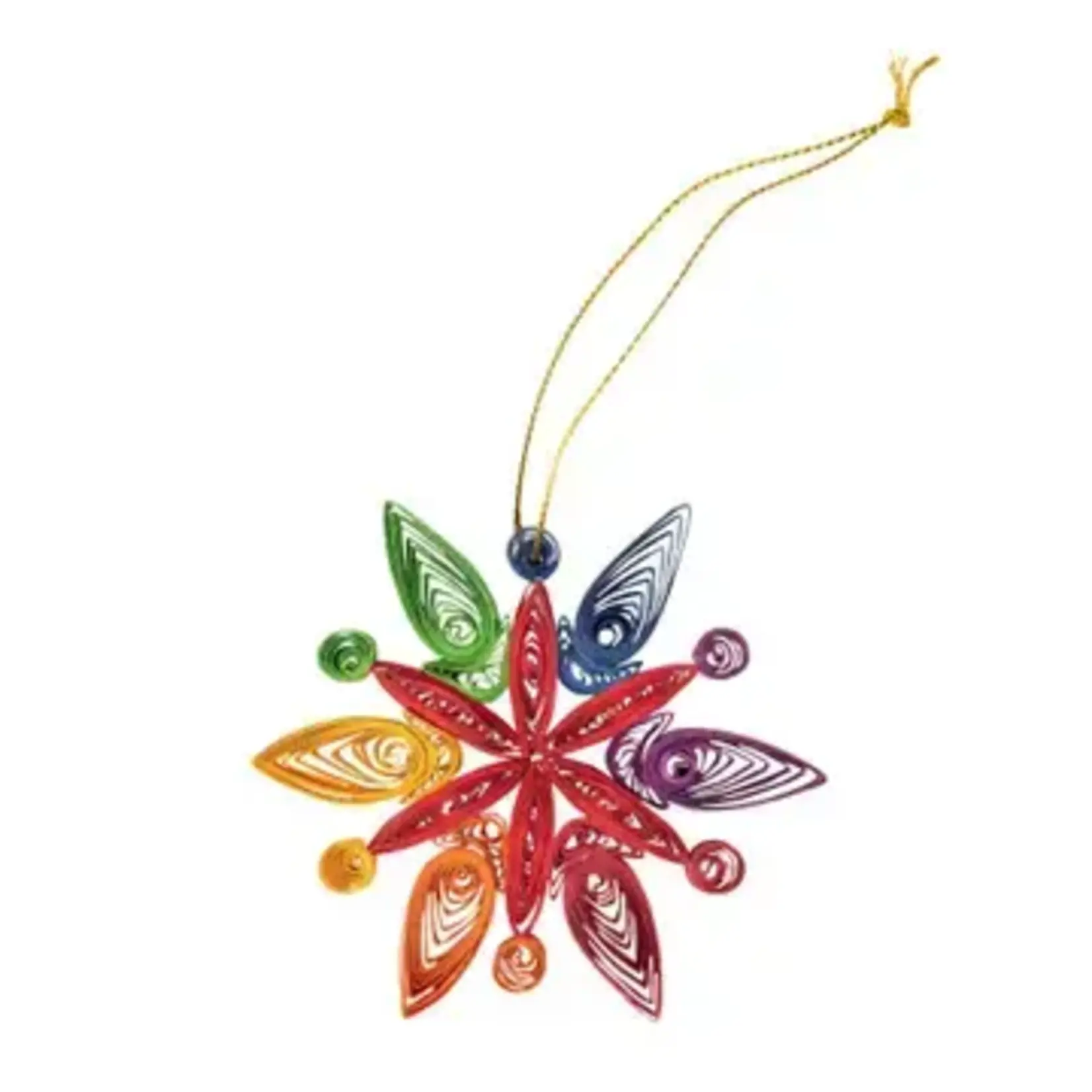 Ten Thousand Villages Rainbow Snowflake Quilled Ornament