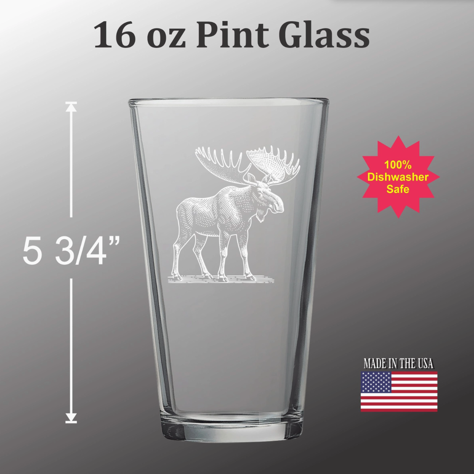 Adirondack Etching Moose - Pint glass | Adirondack Etching