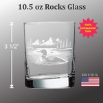 Adirondack Etching Loon on a Lake 10 oz Old Fashioned | Adirondack Etching