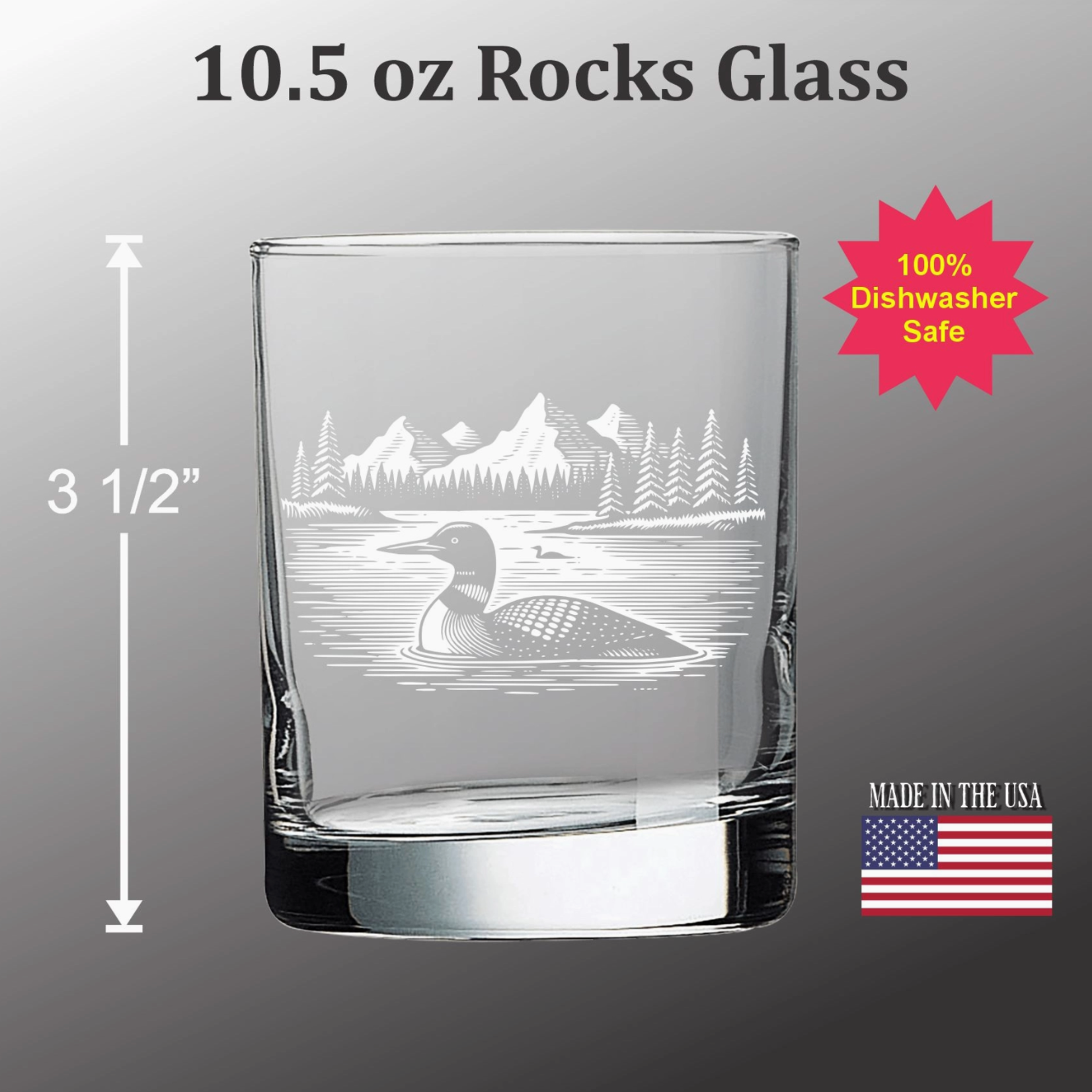 Adirondack Etching Loon on a Lake 10 oz Old Fashioned | Adirondack Etching