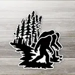 Ozark Sticker Company Black and White Sasquatch In The Woods Sticker | Ozark Sticker Company