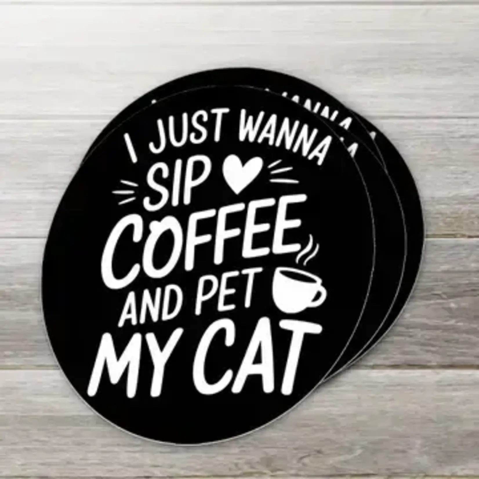Ozark Sticker Company Sip Coffee and Pet My Cat Sticker | Ozark Sticker Company