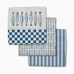 Geometry Sardine Check Blue Dishcloth Set