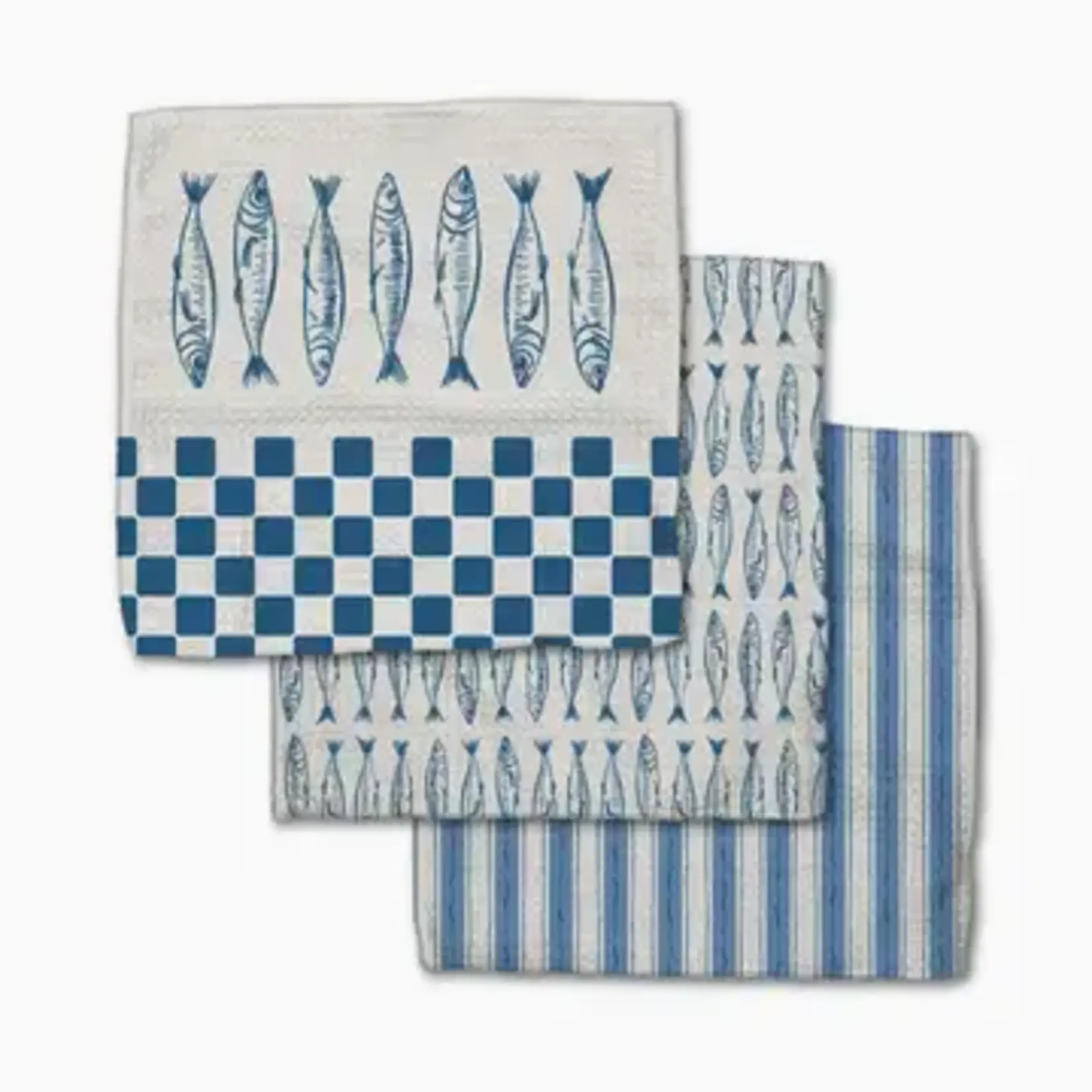 Geometry Sardine Check Blue Dishcloth Set