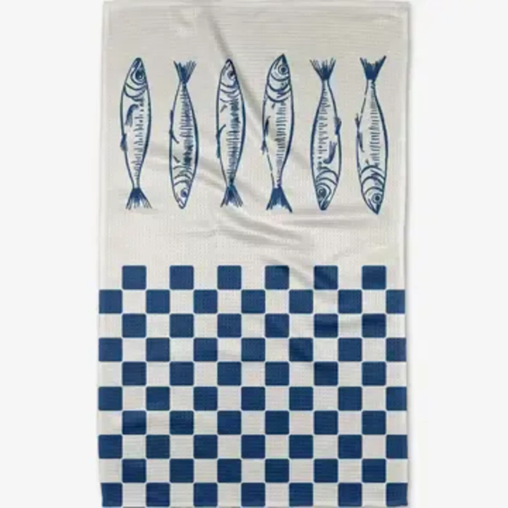 Geometry Sardine Check Blue Tea Towel | Geometry