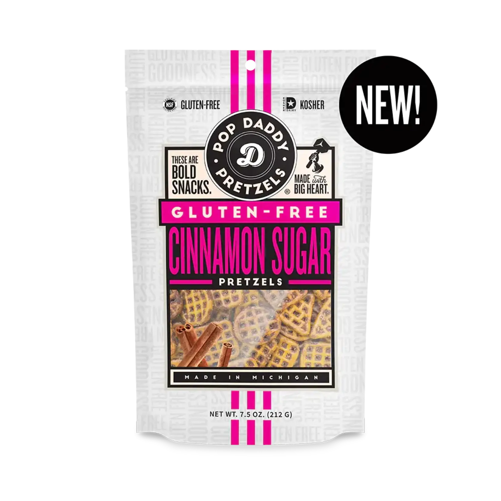 Pop Daddy Snacks Gluten-Free Cinnamon Sugar Seasoned Pretzels 7.5 oz