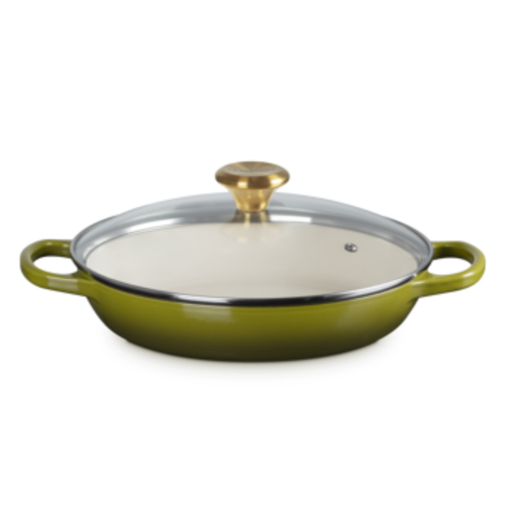 Le Creuset Signature Round Braiser Glass Lid 2.25 Qt Olive Sig Gold | Le Creuset